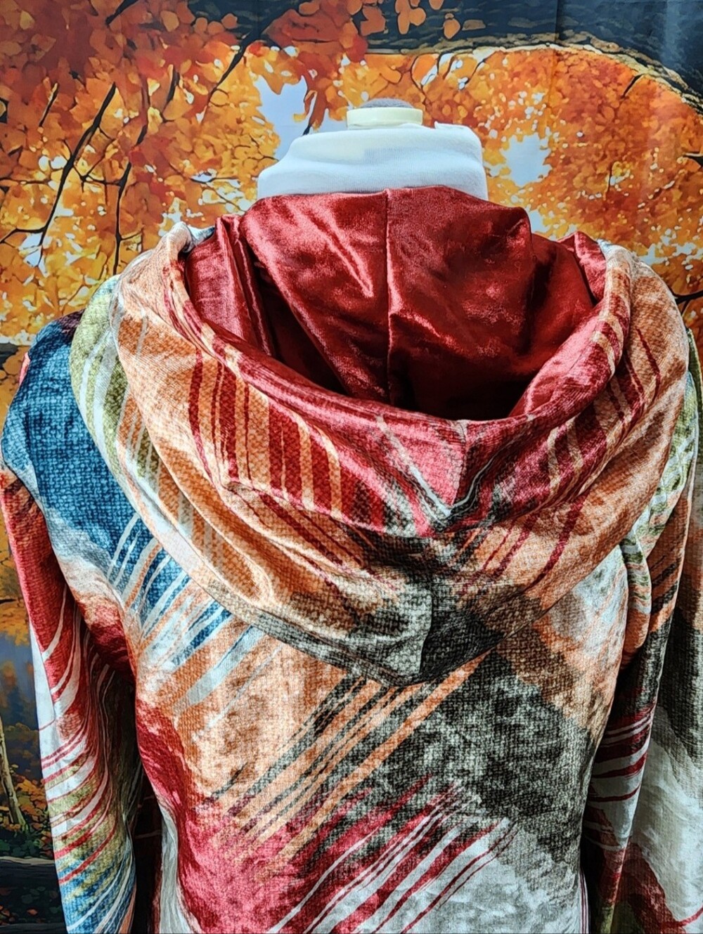 🎨🍁 VELVET Hooded Whimsigoth Bohemian Cardigan Large Buttons Pockets NWT L - Picture 13 of 17
